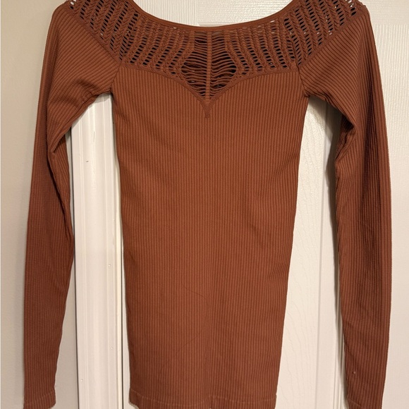 Free People Tops - Free People Cinnamon Ribbed Long Sleeve Top